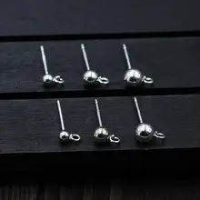 4 шт, 925 Твердые серьги из стерлингового серебра, фурнитура, серьги-гвоздики, шарики, Закрытая петля, сделай сам, ювелирные изделия A1641
