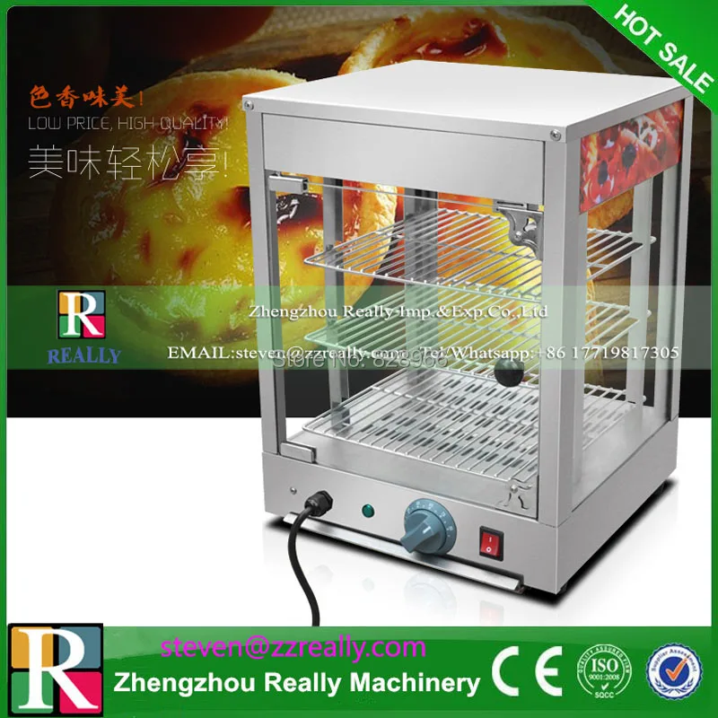 commercial electric food heating showcase/restaurant square glass heated food warmer machine