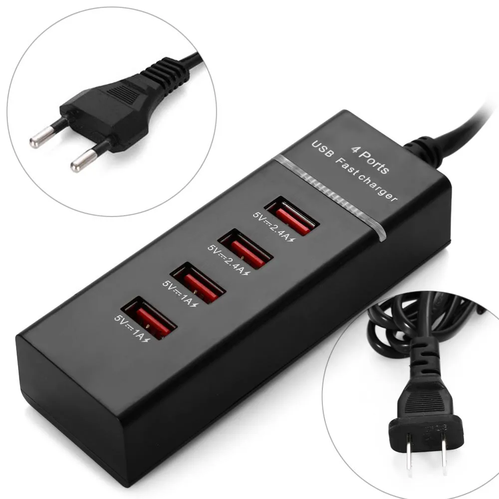 Универсальное настенное зарядное устройство USB с 4 портами зарядное устройство с адаптером Совместимость для IPAD, IPHONE, SAMSUNG мобильного телефона