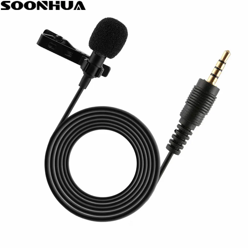 SOONHUA 3.5mm Mini Clip Microphone Lapel Lavalier Clip Stereo Mic for