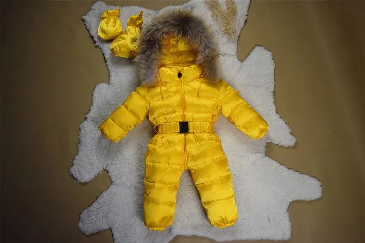 Зимние комбинезоны для новорожденных; детские комбинезоны с капюшоном на белом утином пуху; теплая верхняя одежда; Детский комбинезон; зимний комбинезон; высокое качество; От 0 до 4 лет