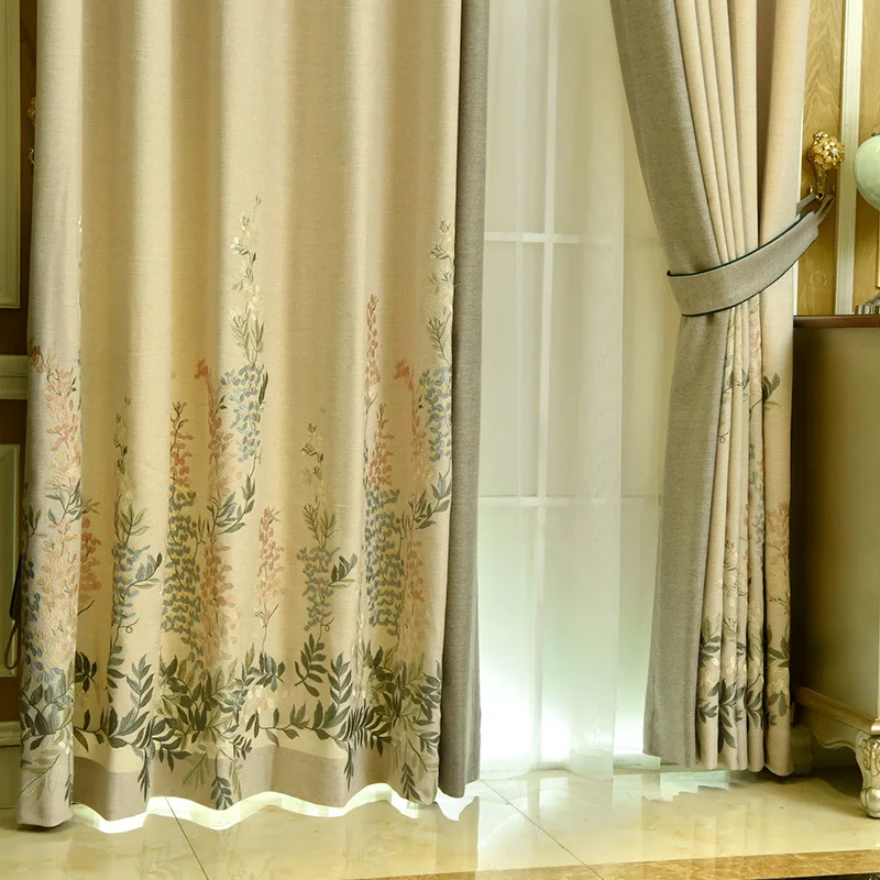 Европейская Вышивка Роскошный 4D жаккард Высокая затенение гостиная спальня кашемир французский окно роскошная вилла вуаль занавес