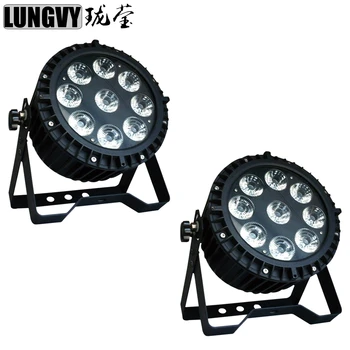 

Free Shipping 2pcs/lot Waterproof Led Par Light 9x12W RGBWA UV Flat Par Can IP65 DMX Stage Effect Business Wash Lights