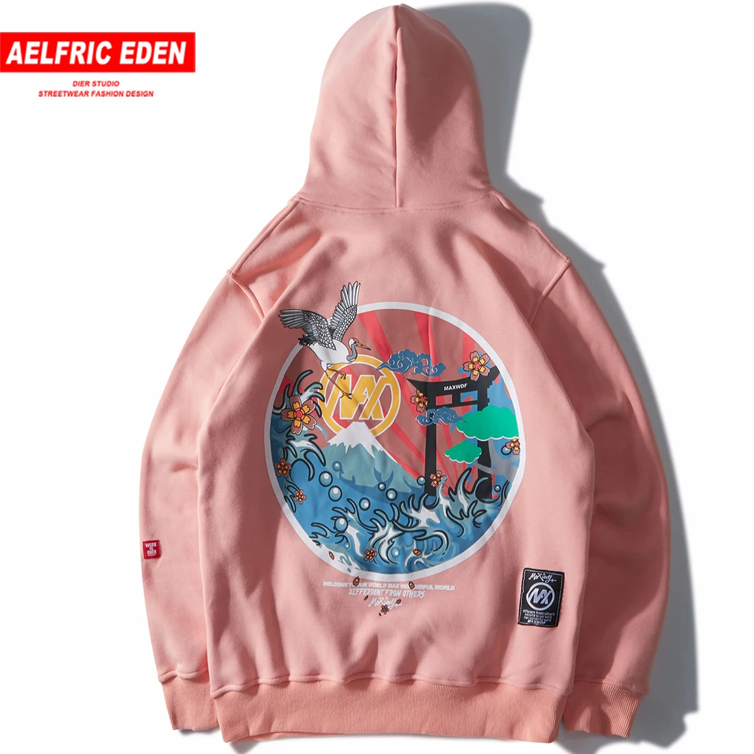 Aelfric Eden японский вышитый журавль флисовые толстовки с капюшоном уличная одежда