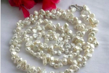 

NEW 0015547 2ROW 25" WHITE BAROQUE KESHI REBORN PEARL NECKLACE