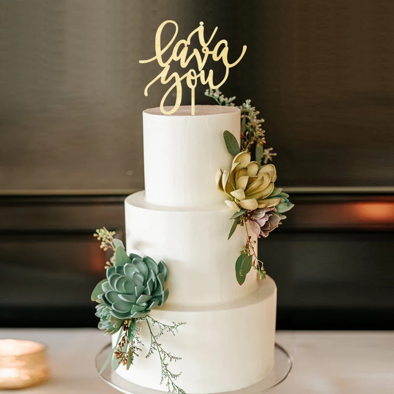 

i lava you Wedding Cake Decoration Topper Unique Laser Cut Wood Calligraphy Script Toppers Modern Elegant Cake Topper