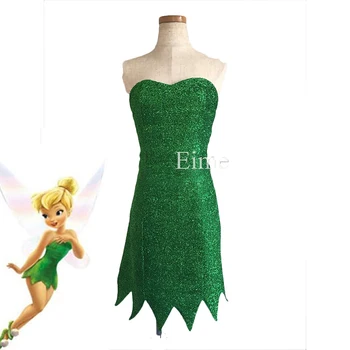

Princess Tinkerbell Dress Movie Tinker Bell Cosplay Costume Adult Green Fairy Cosplay Dress Cute Halloween Carnival Vestidos