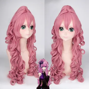 

Hot Anime Game Megurine Luka Wig Halloween Pink Long Curly Hair Cosplay Costume Vocaloid Play Wig Party Stage High Quality