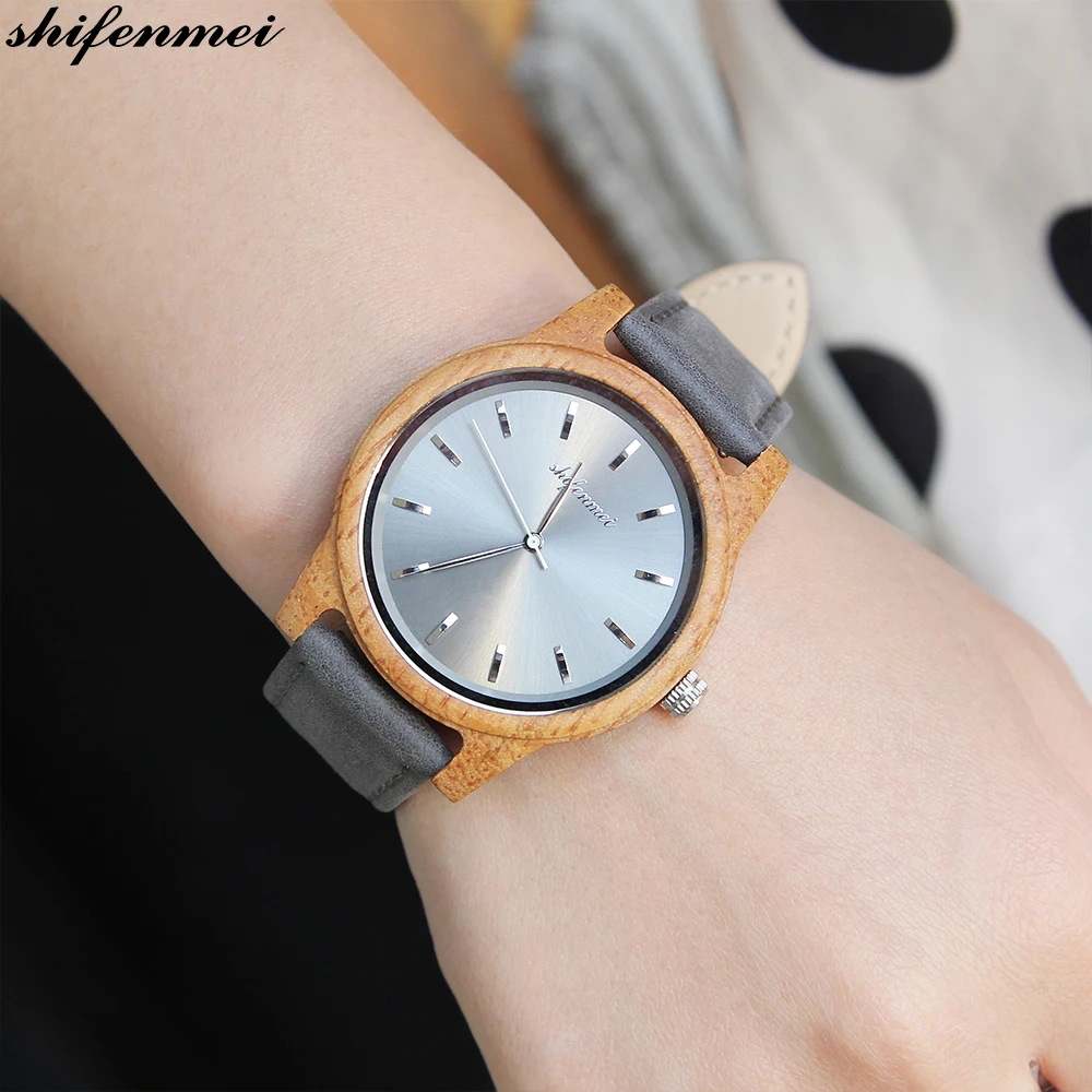 high quality wooden case quartz watch for men unisex fashion wristwatches women ladies casual watches drop shipping genuine leather strap Luminous hands (6)