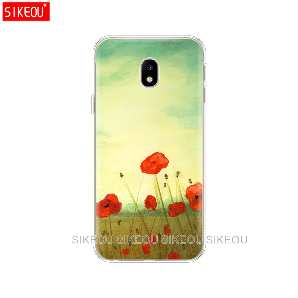 Силиконовый чехол для телефона Samsung Galaxy J3 J5 J7 2017 J330 J530 J730 PRO j2 2018 красные цветы