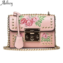 Aelicy женская сумка на плечо с вышитой розой и цепочкой, модная женская сумка-мессенджер, высокое качество, женская сумка-тоут