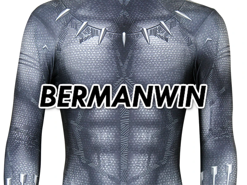 BERMANWIN высокое качество Черная пантера Костюм 3D печать Новая Черная пантера Косплей Костюм с мышечный оттенок Хэллоуин костюм