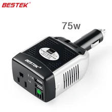 BESTEK 75 Вт Авто Инвертор 200 Вт Пик Инвертор 12 В DC до 110 В ПЕРЕМЕННОГО ТОКА С 3.1A Dual USB Порты Адаптер Конвертер Автомобиля зарядное устройство