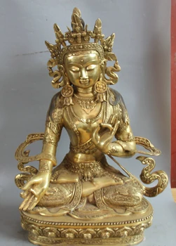 

USPS to USA S2216 27" Tibetan Buddhism Bronze Gild White Tara spirit of Compassion Goddess Statue