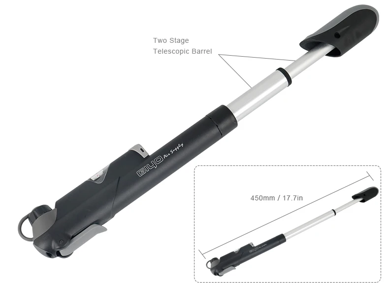 Giyo GP-61S Телескопический велосипедный насос W/линейный калибр подходит для Schrader Presta Велоспорт MTB Мяч Портативный карманный мини воздушный насос