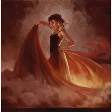 Famosa pintura da mulher Crescendo II (Laranja Saia) impressionista pintura a óleo sobre tela arte Presente Artesanal