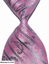 Designer Brand New Classic Tie Striped Pink Paisley Jacquard Woven 100% Silk Business Party Men’s Tie Necktie