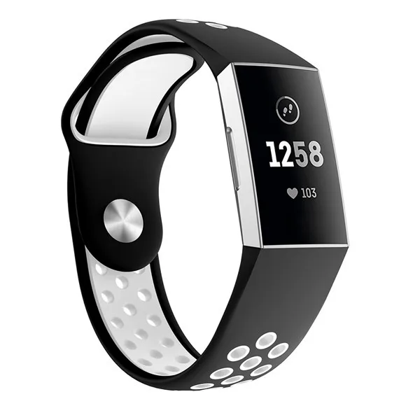 Спортивный мягкий силиконовый ремень для Fitbit Charge 3 браслет ремешок для наручных часов для Fitbit Charge3 ремешок Сменные аксессуары - Цвет: Black White