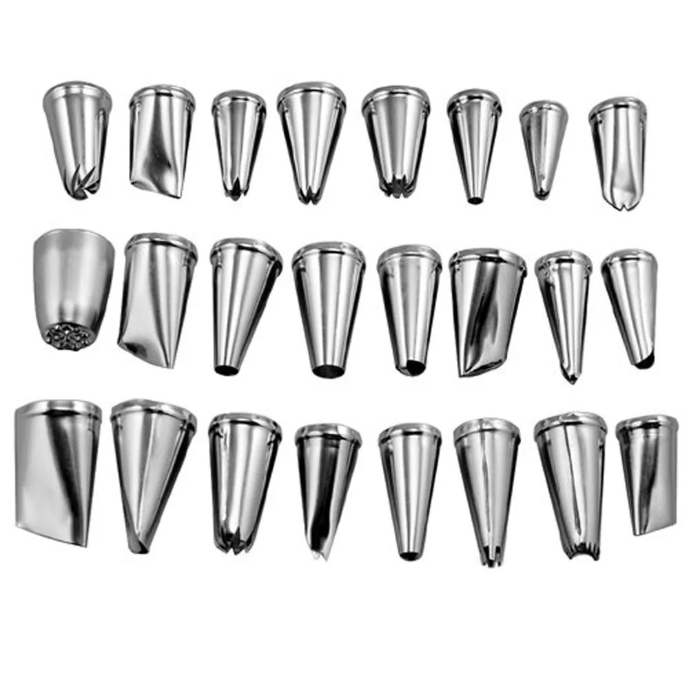 

Cake Tools 24pcs Confectionery Packing DIY Stainless Steel Icing Piping Nozzles Pastry Tips Fondant Cup Cake Baking