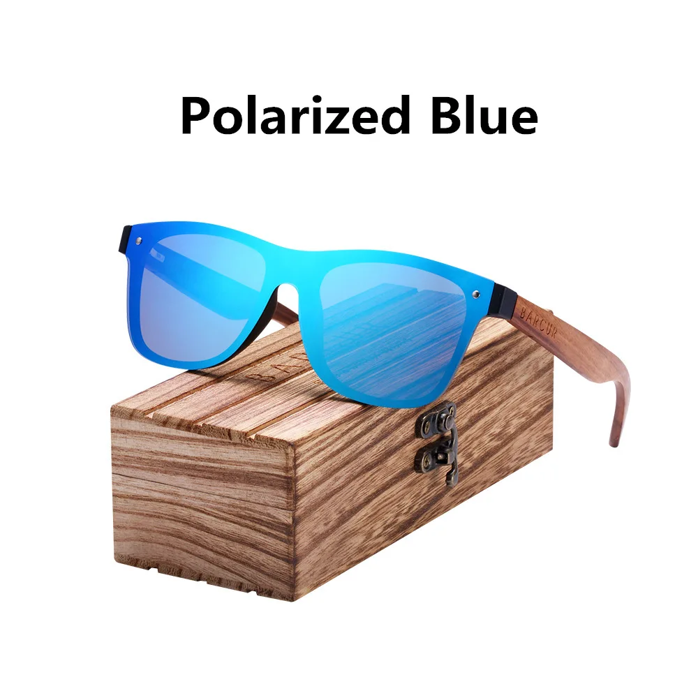 BARCUR, модные деревянные солнцезащитные очки для мужчин, бамбуковые дужки, солнцезащитные очки для женщин, деревянные очки Oculos de sol masculino - Цвет линз: Polarized