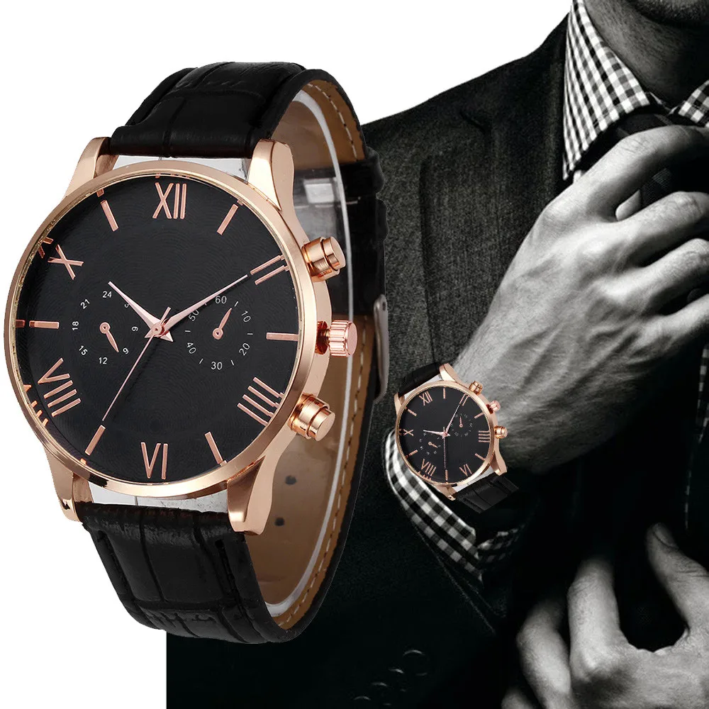 Модные Роскошные деловые мужские часы Ретро дизайн кожаный ремешок аналог, кварцевый сплав наручные часы повседневные мужские часы zegarek meski