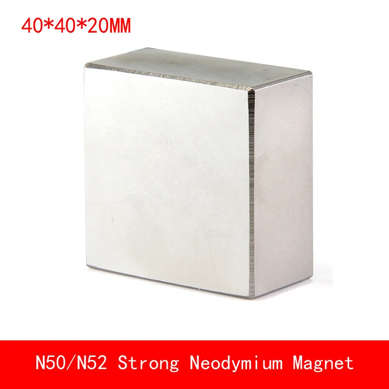 block 40x40x20mm rare earth Magnet N50 N52 Neodymium Magnets surface plated nickle 40*40*20MM |