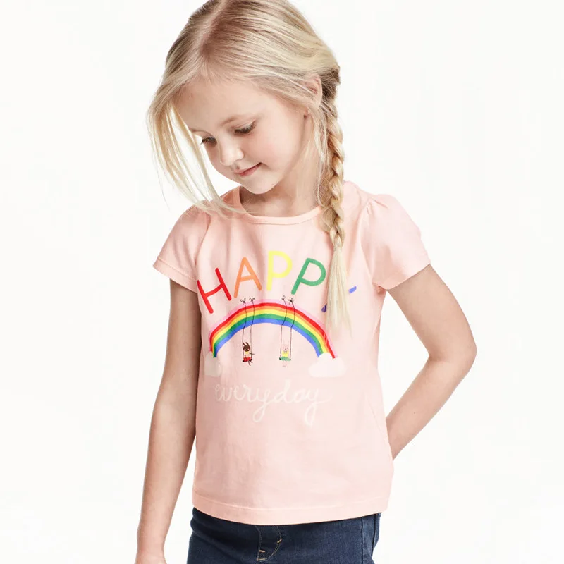 Casual Girls Summer T shirt Beautiful Rainbow Printed Kids T shirt