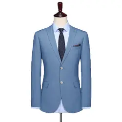2019 для мужчин синий костюмы куртка высокое качество мужской костюм Свадебные Жених Пром красивый костюм Блейзер Пик нагрудные два пуговицы
