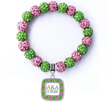 

Variety Shape AKA 1908 Label Metal Pendant Bead Bracelet FIT greek society sorority Gift Souvenir Jewelry bangle