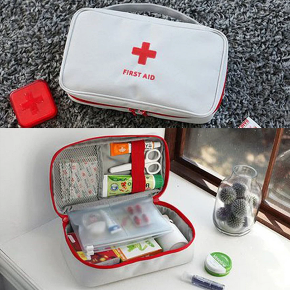 

Portable Medicine Storage Bag Household First Aid Bag Emergency Survival Rescue Handbag Storage Case Organizer Package