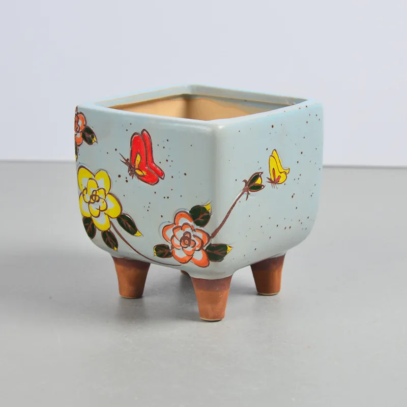 Бытовые керамические мини цветочные горшки простой пасторальный Стиль ...