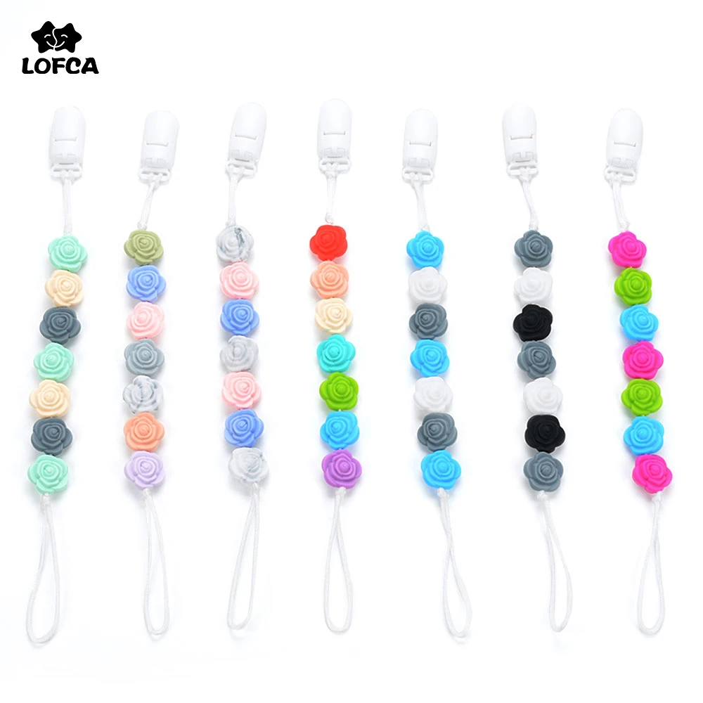 

Colorful Flower Chain Baby Pacifier Soother Handmade Silicone Dummy Clip Rose Pacifier Clip Chain Nursing Shower Toy For Kids