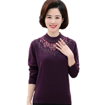 

Women Autumn Winter Plus Szie Half Turtleneck Knitted Sweater Pullovers Ladies Hollow Out Lace Slim Knitted Sweater Tops F452