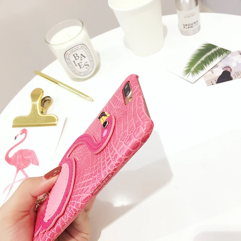 Cute Phone Case For iPhone 7 8 Plus For iPhone X Cover Flamingo Metallic leather TPU Cases Fashion Back Cover Cc (7)