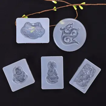 

5Pcs Buddhism Jade Pendant Silicone Mold Kit Epoxy Resin Jewelry Making Tools