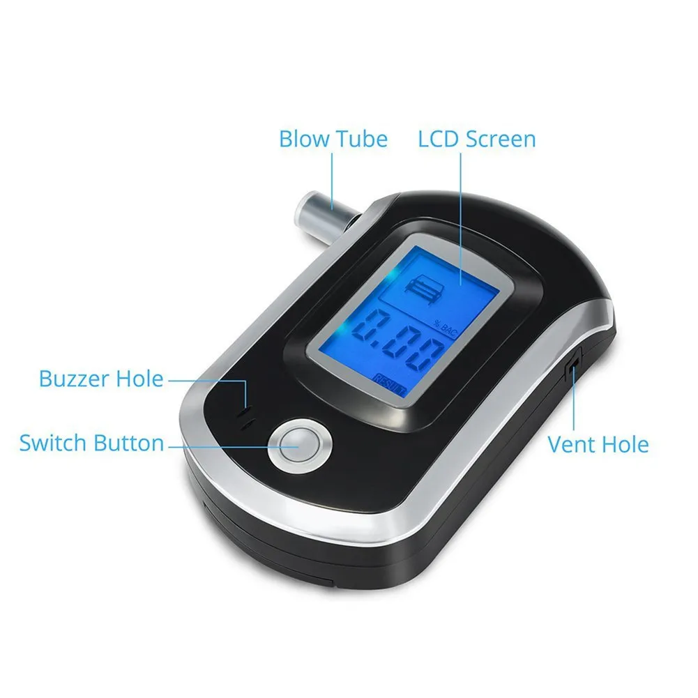 جديدة تهب نوع شاشة مخصصة الكاشف المحمولة البسيطة الرقمية lcd التنفس الكحول تستر الكحول بدون بطارية