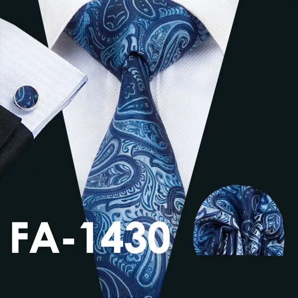 Barry. Wang бренд мужской галстук 16 видов стилей Пейсли шёлк-жаккард тканый галстук Handky запонки набор для мужчин Бизнес Свадебная вечеринка - Цвет: FA1430