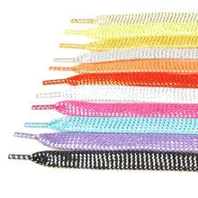 1 пара спортивных кроссовок 110 см, плоские шнурки золотого и серебряного цвета, шнурки для обуви, шнурки, Прямая поставка