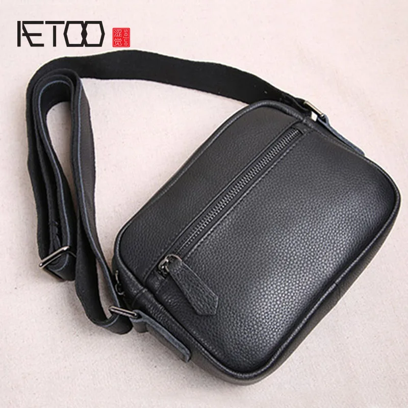 

AETOO Mini leather men's bag, head leather men's small bag, casual youth shoulder bag, sloping bag tide