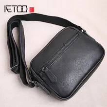 AETOO Mini leather men's bag, head leather men's small bag, casual youth shoulder bag, sloping bag tide