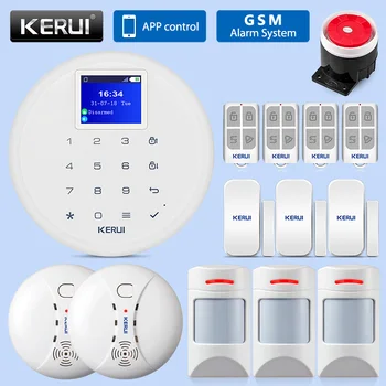 

KERUI G17 Wireless Home GSM Security Alarm System APP Control Pet PIR Motion Detector Sensor Smoke Detector Burglar Alert Kit