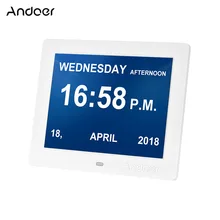 Andoer 8 дюймов цифровой будильник& фоторамкой светодиодный Экран простой электронная фотоальбом с пультом дистанционного управления Управление Поддержка часы/фото/видео