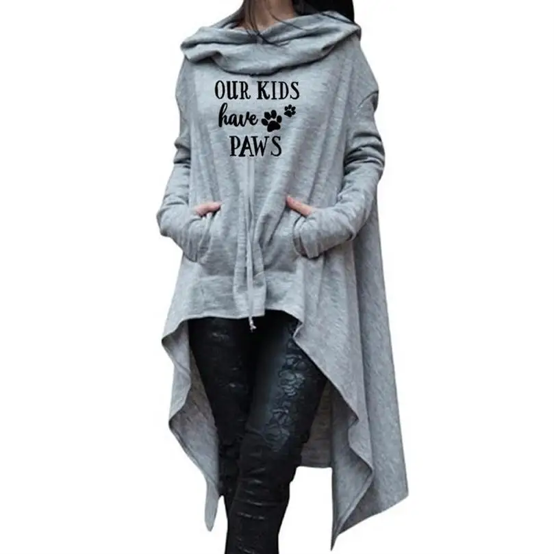 

Letters Print Hoodies For Women Long Irregular Sweatshirt Femmes Tops Hoodies Women Clothings Cotton Funny Hoody Comfortable