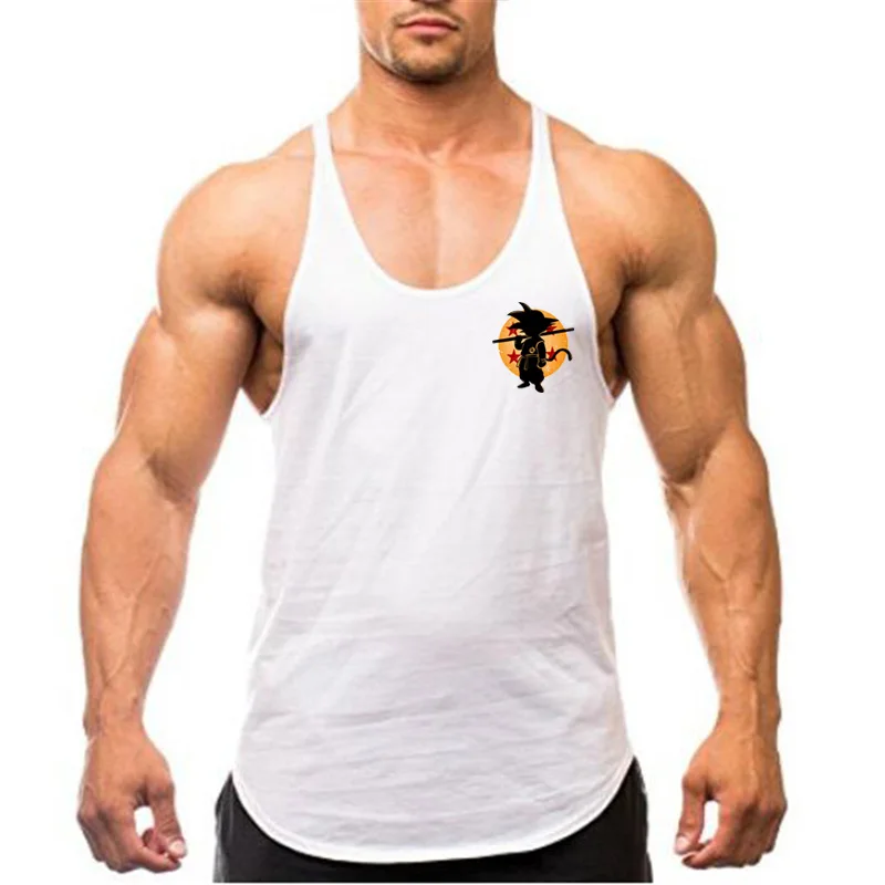

New 2019 Summer Dragon ball tank top mens Y back singlet fitness clothing bodybuilding stringer tanktop Gyms Wear Vest