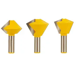 Mayitr3Pcs 1/2 "хвостовиком 6 Двусторонняя 8 Двусторонняя 12 Двусторонняя птичьего рот маршрутизатор Набор бит Интерфейс Ножи канавка