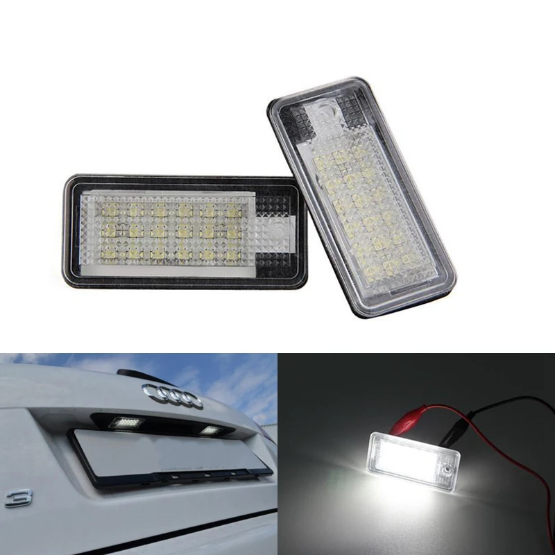 Carchet 2pcs White 6500k 18leds 3528 Smd License Plate Lights Lamps For