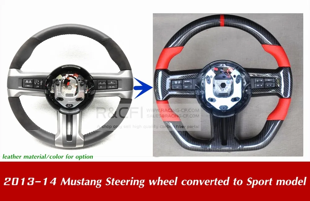 

Custom made! Steering Wheel with trims Carbon Fiber wrapped FOR mustang 2013-14
