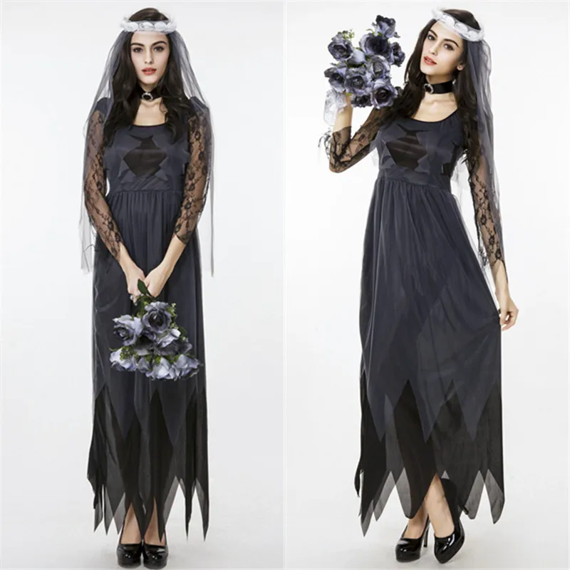 

Women Bride Of Chucky Cosplay Costumes Halloween Sexy Lace Mummy Masquerade Cosplay Dress Black Sexy Halloween Custumes