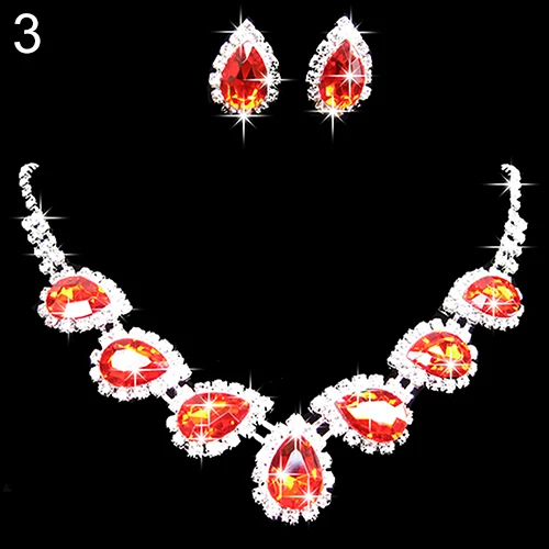 

Nigerian Prom Wedding Bridal Crystal Rhinestone Waterdrop Necklace Earring Jewelry Set inlay Luxury Bridesmaids Jewelry Sets