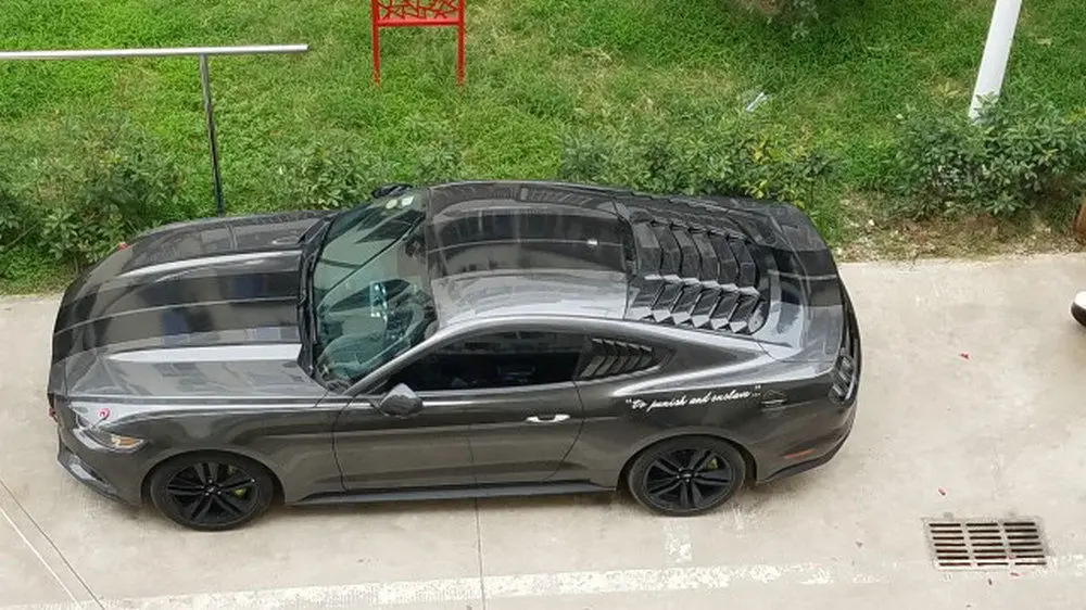АБС/карбоновое волокно, накладка на заднее лобовое стекло для Ford Mustang, бодик, оконные жалюзи, гоночная отделка, автозапчасти, оконное отверстие
